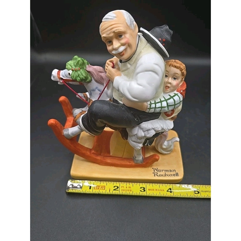 VTG Danbury Mint Norman Rockwell Figurine Gramps At The Reins Porcelain Japan 6" - Picture 8 of 8